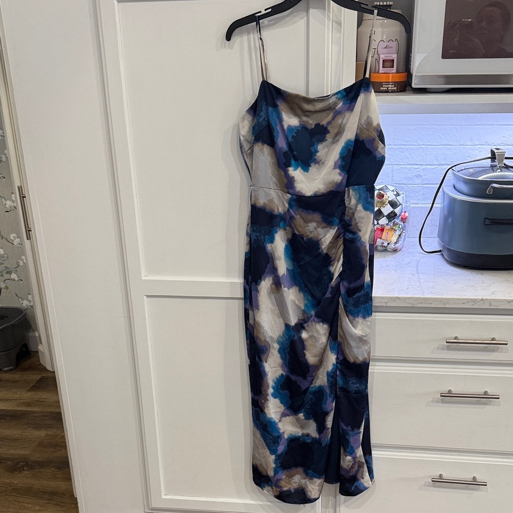 Taylor, Elegant Blue and White Women's Dress, Size 10